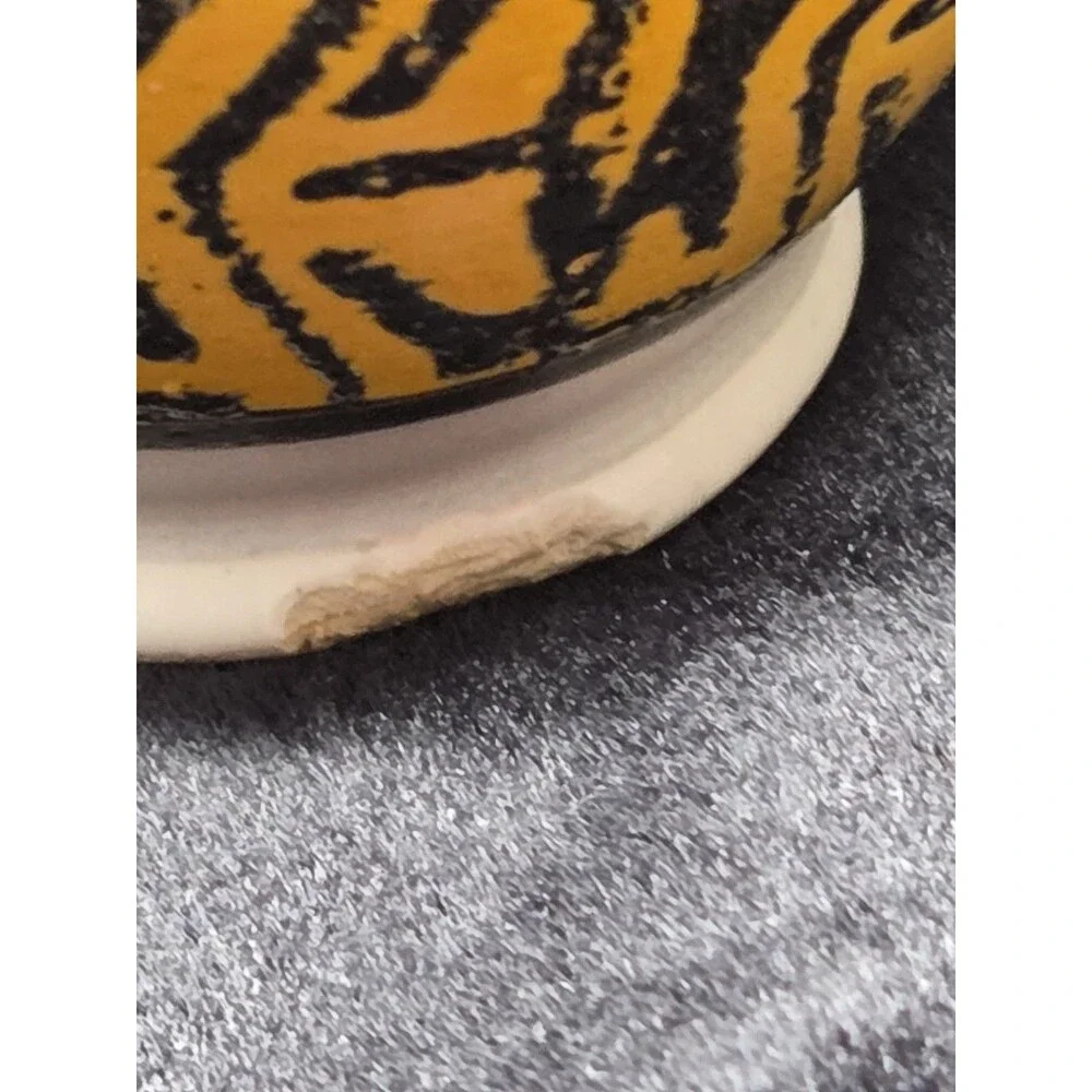VTG W German Pottery Vase Fat Lava MCM Yellow Black 12cm possib Dumler & B As-Is